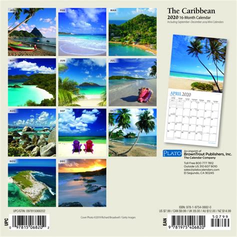 The Caribbean 2020 Mini Wall Calendar By Plato Plato Calendars