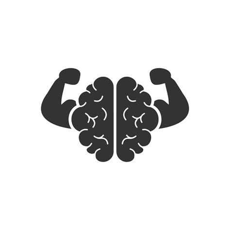 Vector Illustration Of Strong Brain Icon In Dark Color And White