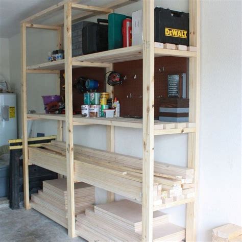 Pre drill all holes and assemble as shown on illustration above using wood glue and 3″ wood. Easy DIY Garage Shelving! | Hometalk