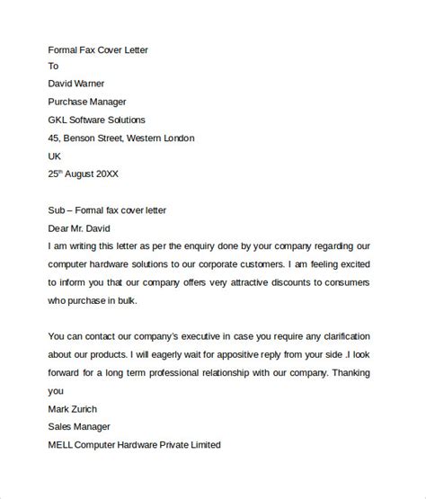 fax cover letter templates samples examples format