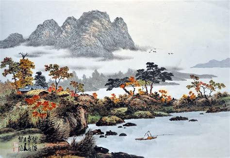 Saatchi Art: Korean Korean Autumn Landscape Water Color Original Painting Signed Painting by ...