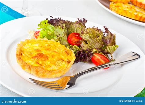 Mini Quiche With Salad Stock Photo Image Of Tomato Fork 21098384