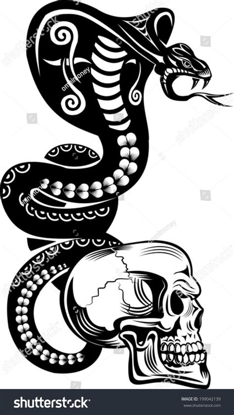 Snake Tattoo Cobra Skull Stock Vector Royalty Free 199042139