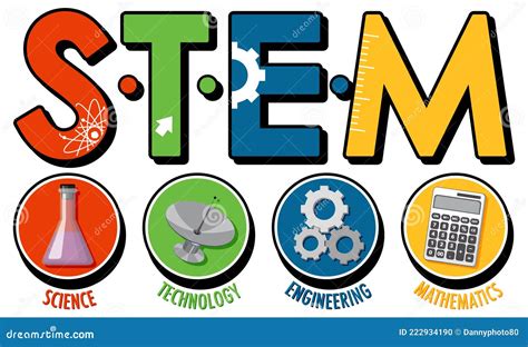 Stem Education Logo Banner On White Background Stock Vector