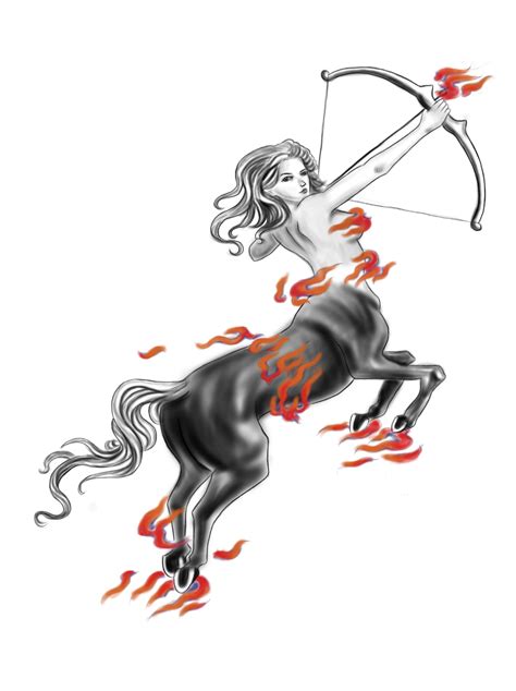 A Drawing Of A Woman Riding On The Back Of A Horse With Flames Around Her