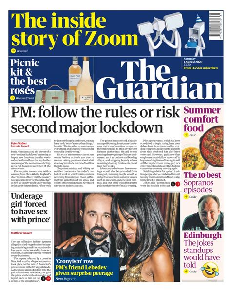 The Guardian August 1 2020 Newspaper Get Your Digital Subscription