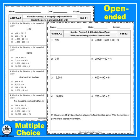 Standard Expanded And Word Forms Worksheets 3 And 4 Digits Expertuition