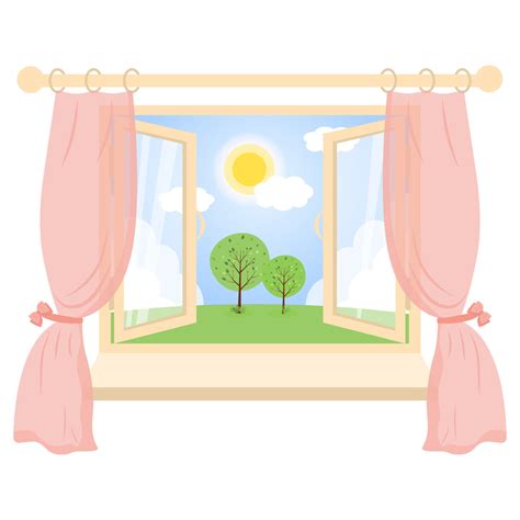 Open Window With Sunny Day Scene View Vector Art At Vecteezy
