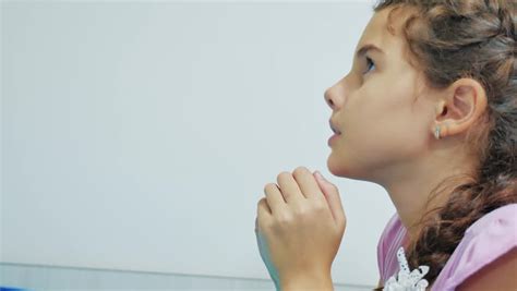 Cute Little Girl Praying At Stock Footage Video 100 Royalty Free