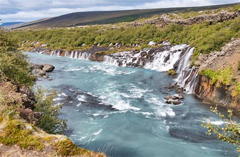 Barnafoss Beautiful Waterfalls In Iceland Stock Photo Download Image