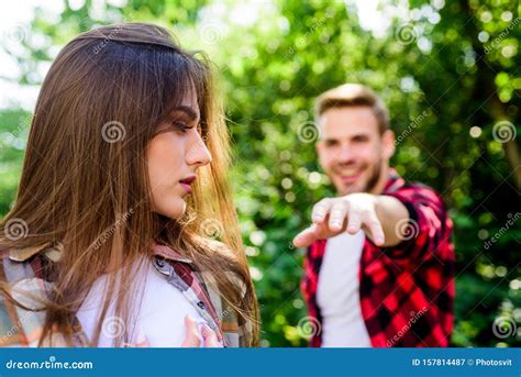 Bound Via Love Couple In Love First Meet Of Couple Outdoor Relationship Stock Image Image