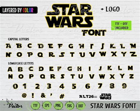 Star Wars Font Star Wars Ttf Font Svg Star Wars Font Svg Font