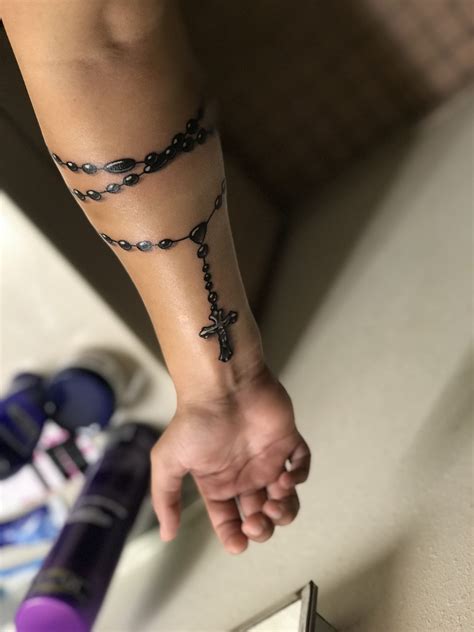 Rosary Cross Arm Tattoo Around Arm Tattoo Forearm Tattoos