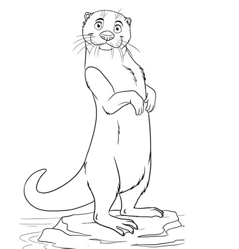 Smiling Otter Standing coloring page - Download, Print or Color Online
