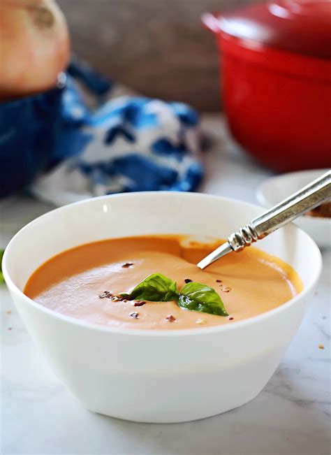 The best smooth tomato soup: BEST EVER Creamy Tomato Basil Soup | Tangled with Taste