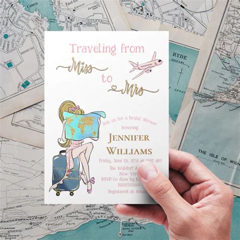 Traveling From Miss To Mrs Bridal Shower Journey Invitation Zazzle