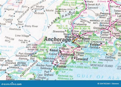 Map Of Anchorage Alaska Usa Stock Photo Image Of California
