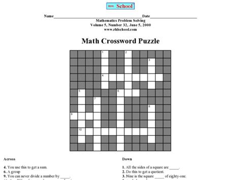 Math Crossword Puzzles By Soraya D Teachers Pay Teachers Math
