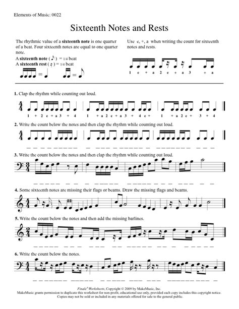 Worksheets Elements Of Music