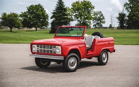 Download Wallpapers Ford Bronco 1966 Exterior Red Pickup Truck