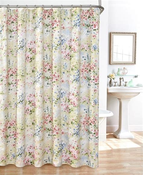 Fabric Floral Shower Curtain Set With Liner And Hooks