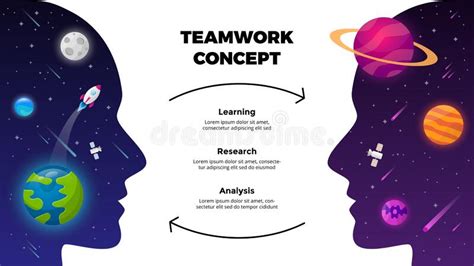 Teamwork Concept Universe Background Startup Vector Infographic