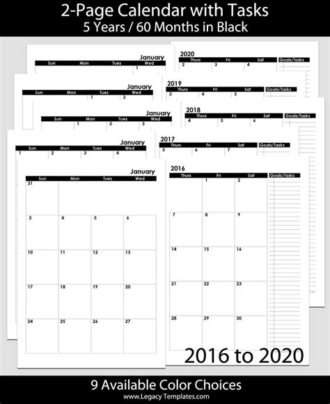 8 12 X 11 Monthly Calendar Pages Free Calendar Template