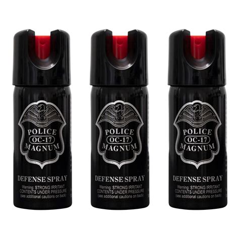 3 Pack Police Magnum Pepper Spray 2 Oz Ounce Safety Lock Self Defense