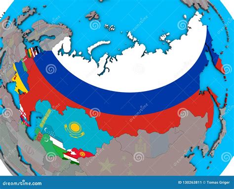 Former Soviet Union With Flags On 3d Map Stock Illustration