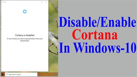 How To Disable Enable Cortana In Windows Youtube
