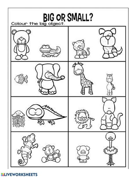 Big And Small Worksheet For Kids Pre Math Concepts Sizes Big And