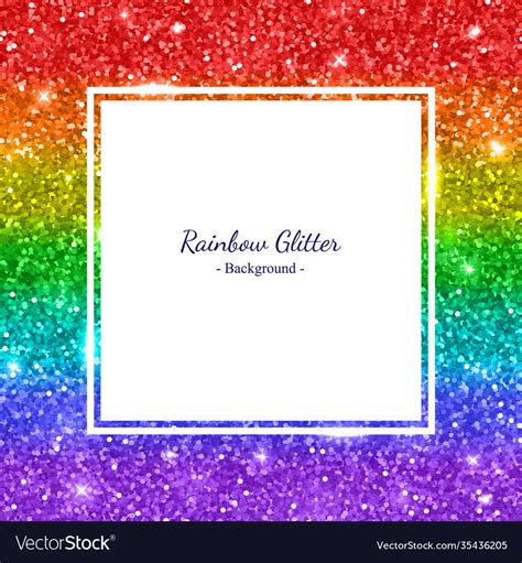 Rainbow Glitter Background Square Frame Royalty Free Vector
