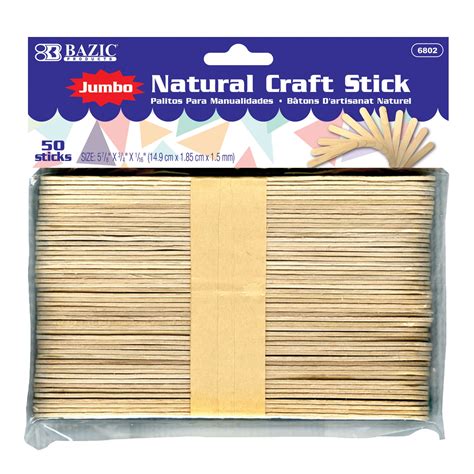 Bazic Jumbo Craft Sticks Natral Wood Large Size Ice Cream Popsicle