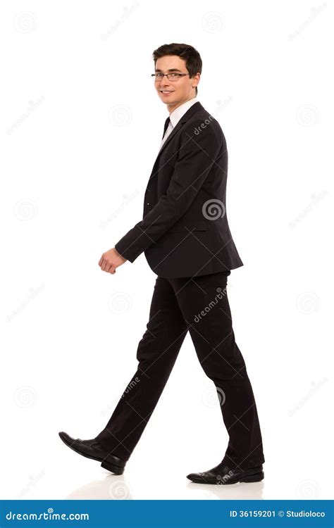 Walking Man In Black Suit Stock Image Image 36159201