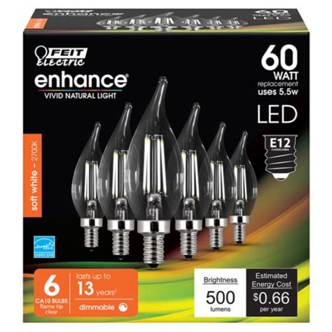 Feit Electric Enhance CA10 E12 Candelabra Filament LED Bulb Soft