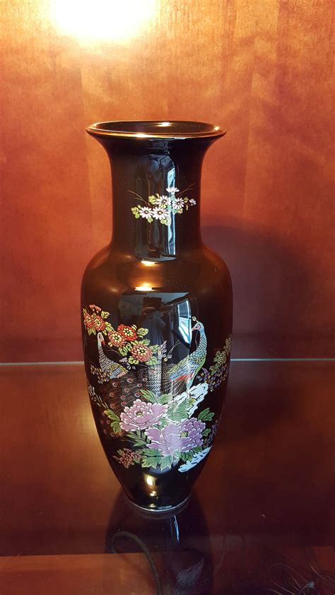 Imperial Interpur Black Floral Vase Made In Japan C S S And