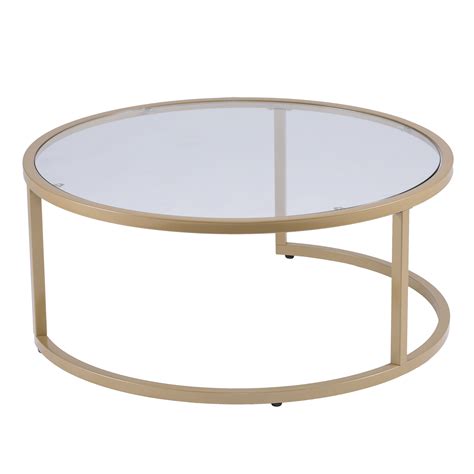 Ember Interiors Evee Glam Glass Top Nesting Coffee Table 2 Piece Set