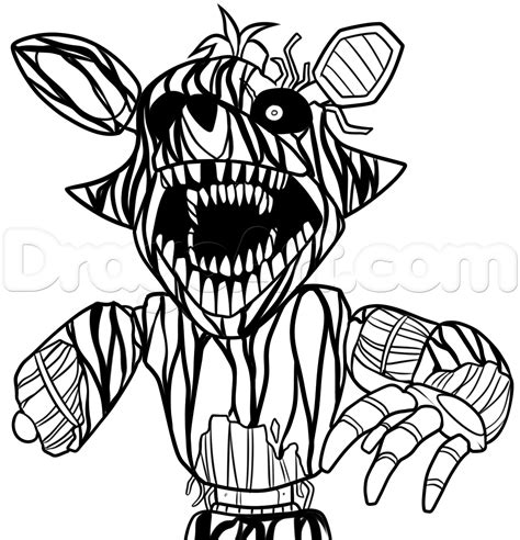 How To Draw Phantom Foxy From Five Nights At Freddys 3 Step By Step