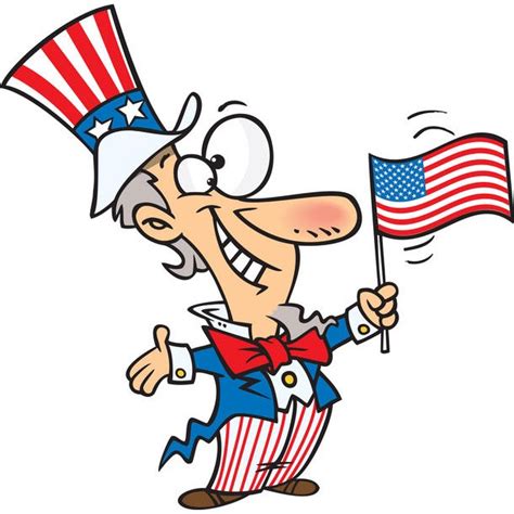 Uncle Sam With Us Flag Cartoon Coloring Kids