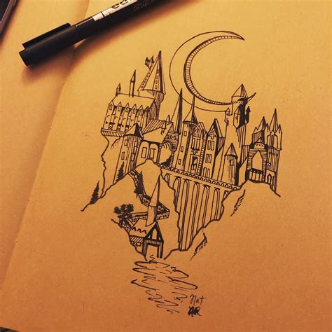 Hogwarts Castle Outline Harry Potter Hogwarts Castle Drawing Harry