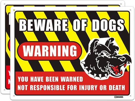 No Trespassing Beware Of Dog Sign With Graphic 2 Pack Indoor Outdoor