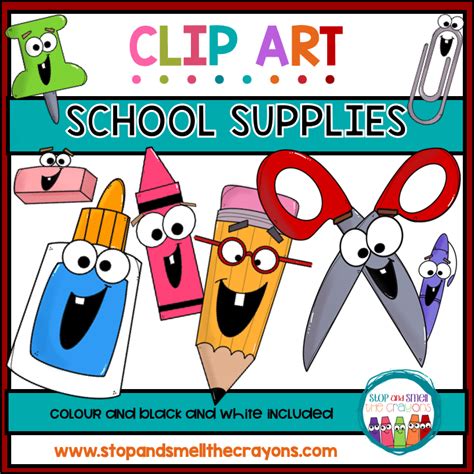 School Supplies Clip Art Stop And Smell The Crayons