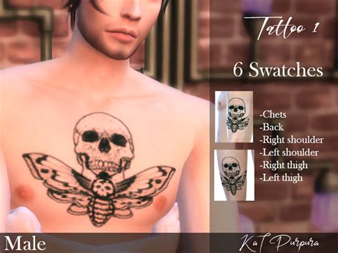 The Sims Resource Tattoo 1 Moth And Skull