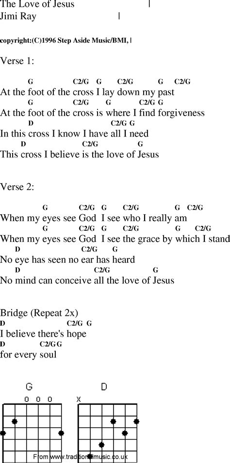 Christian Gospel Worship Song Lyrics with Chords - The Love Of Jesus
