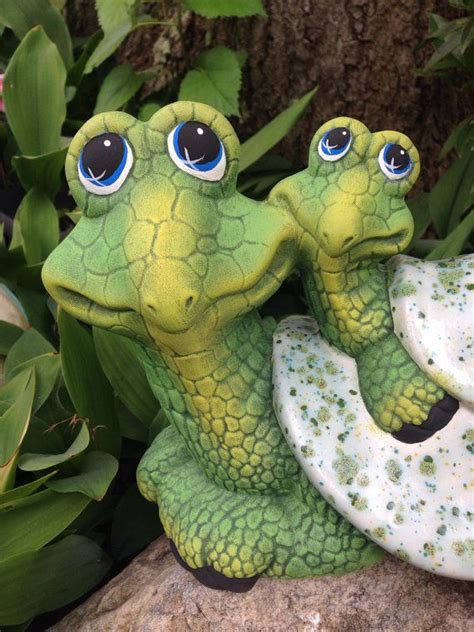 Turtle Garden Decor Slowpoke And Pokey Ceramic Turtles Etsy Ceramic