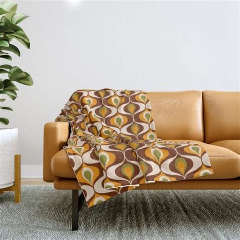 Retro 70s Ovals Op Art Pattern Brown Orange Rectangular Pillow Dana