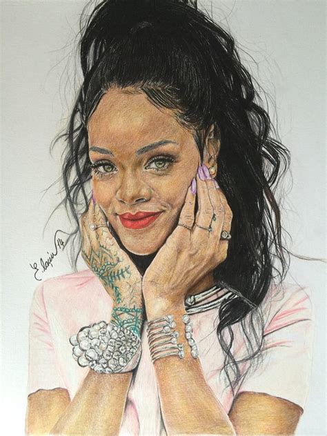 My First Color Drawing Portraits Rihanna By Erenlacin On Deviantart