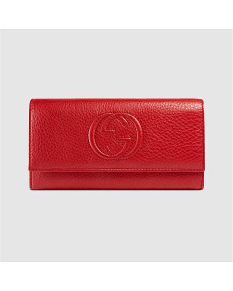 Gucci Soho Leather Continental Wallet In Red Red Leather Lyst