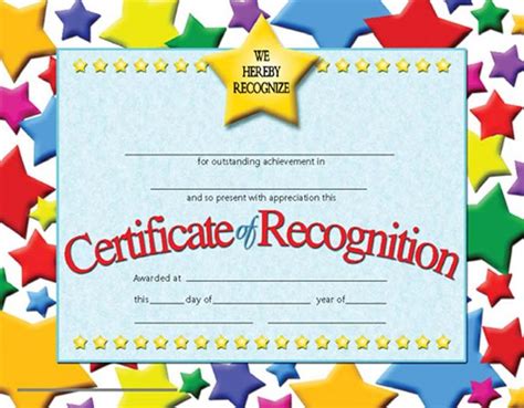 Certificate Certificate Of Recognition Template Student Awards
