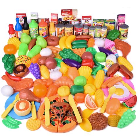 Fun Little Toys 128 Pcs Play Food For Kids Toy Food Pretend Food